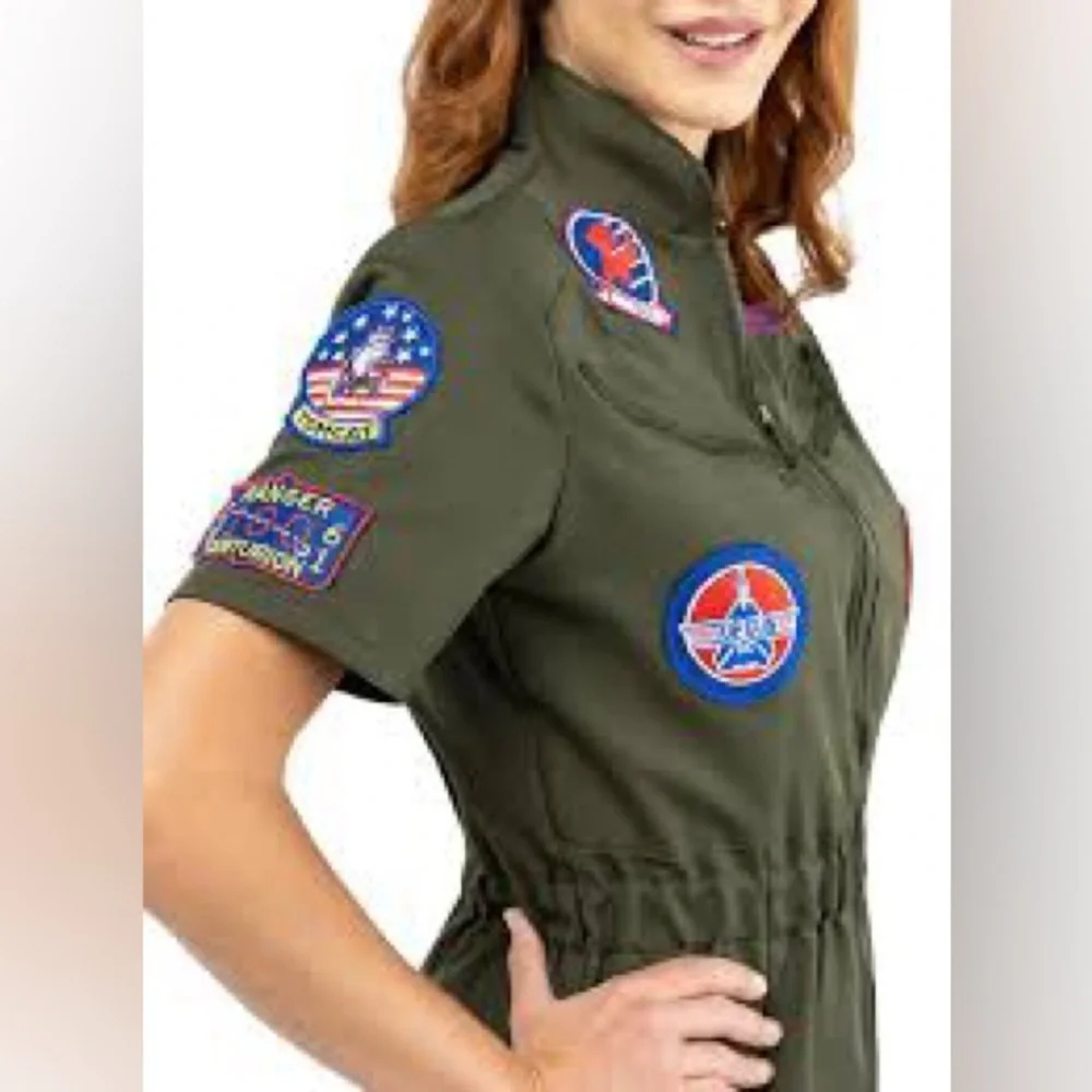 Olive Green Military-Inspired Dress Top Gun - Picture 5 of 13